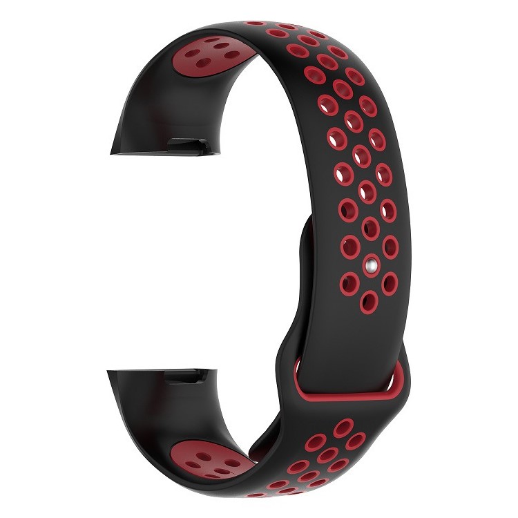 Two-color Hollow Holes Silicone Watch Band Strap for Fitbit Charge 3, Size: L (160 - 240mm / 6.30 - 9.45") - Black / Red-3