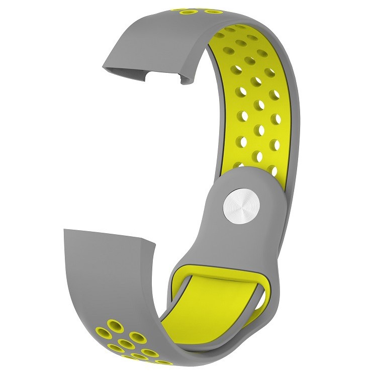Two-tone Adjustable Silicone Smart Watch Wristband for Fitbit Charge 3, Size: L (160 - 240mm / 6.30 - 9.45") - Grey / Yellow-2