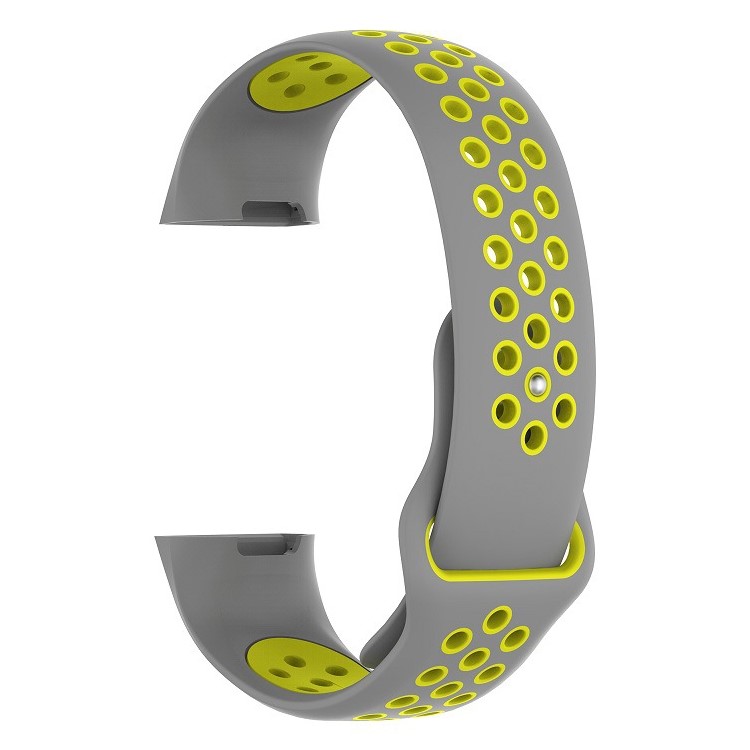 Two-tone Adjustable Silicone Smart Watch Wristband for Fitbit Charge 3, Size: L (160 - 240mm / 6.30 - 9.45") - Grey / Yellow-3