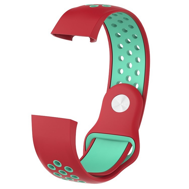 Bi-color Silicone Watch Band Adjustable Size for Fitbit Charge 3, Size: L (160 - 240mm / 6.30 - 9.45") - Red / Cyan-2