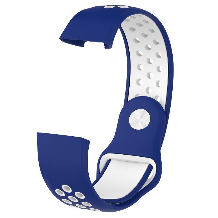 Adjustable Size Bi-color Silicone Smart Watch Strap Band for Fitbit Charge 3, Size: L (160 - 240mm / 6.30 - 9.45") - Blue / White-2