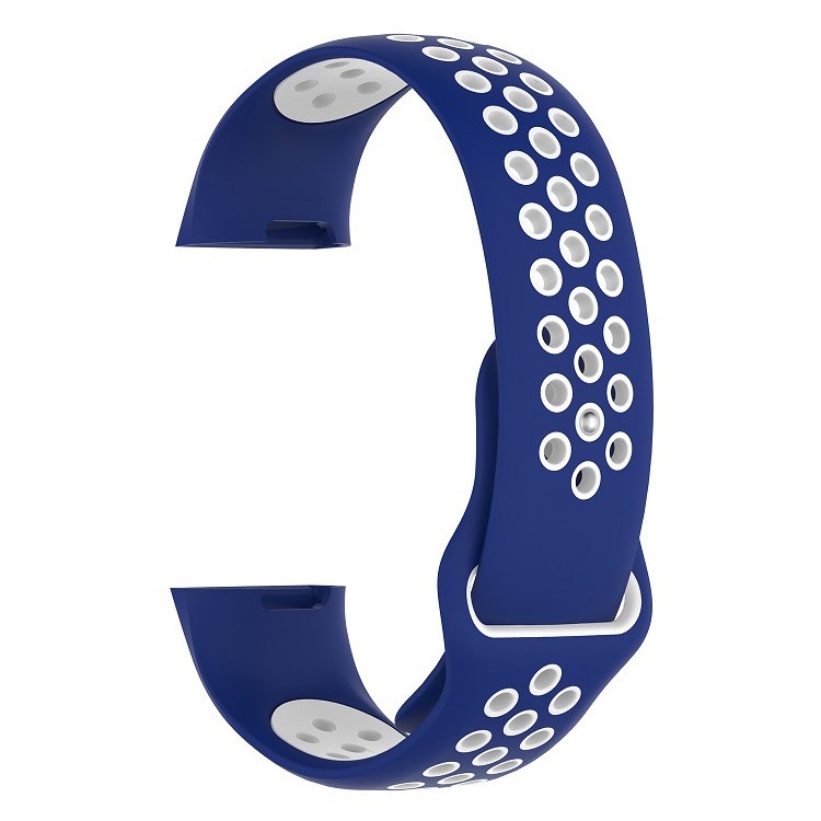 Adjustable Size Bi-color Silicone Smart Watch Strap Band for Fitbit Charge 3, Size: L (160 - 240mm / 6.30 - 9.45") - Blue / White-3