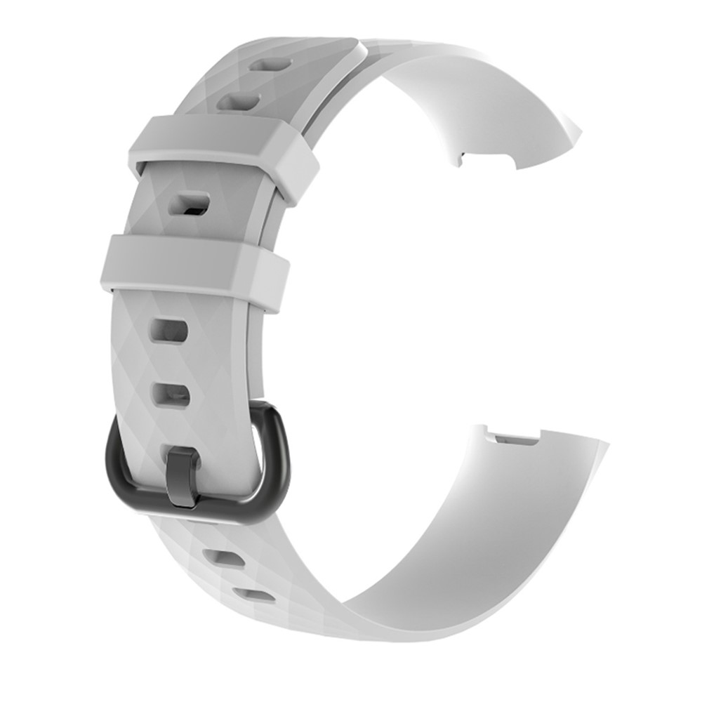 Geometric Pattern Silicone Watchband Wrist Strap for Fitbit Charge 3 - White-1
