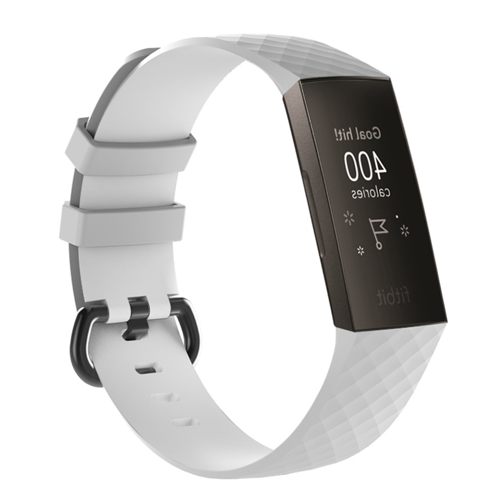 Geometric Pattern Silicone Watchband Wrist Strap for Fitbit Charge 3 - White-2