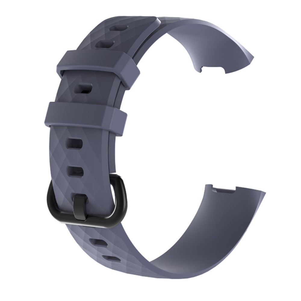 Geometric Pattern Soft Silicone Watchband Strap for Fitbit Charge 3 - Black Blue-1