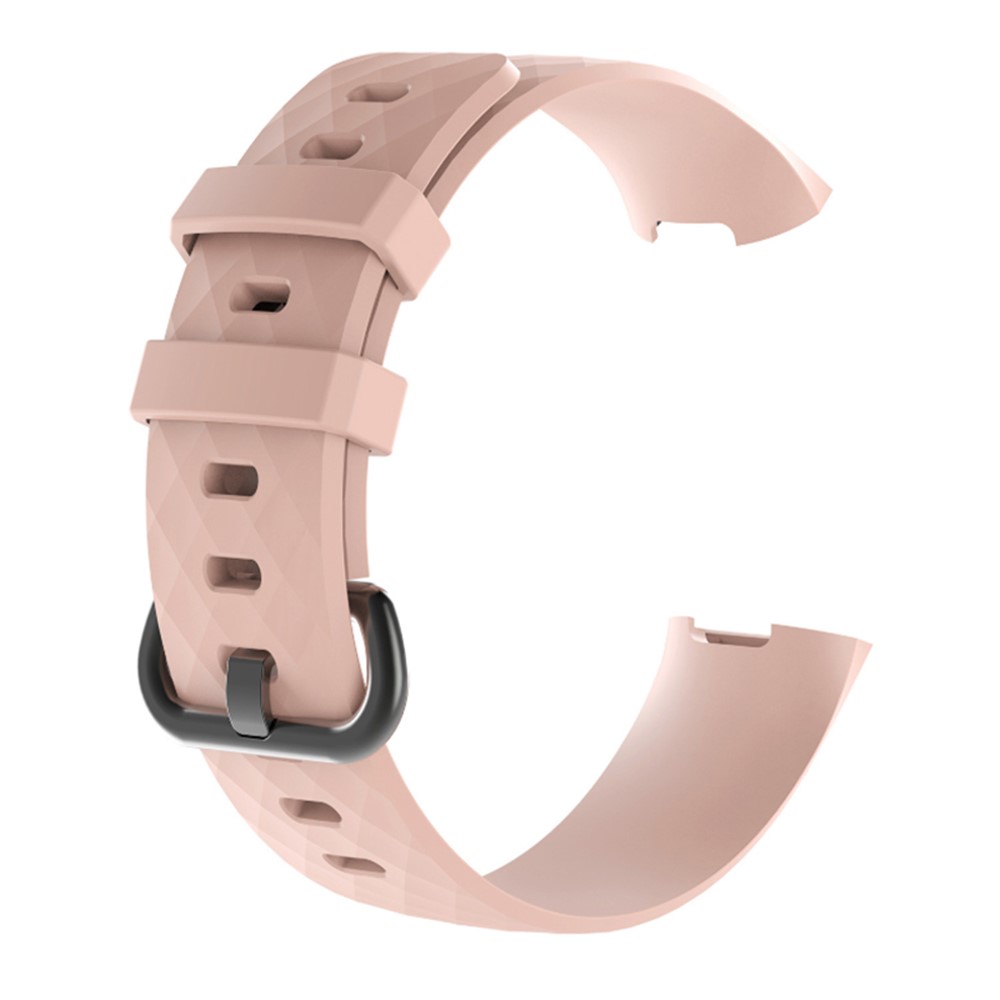 Geometric Pattern Silicone Watchband Strap for Fitbit Charge 3 - Pink-1