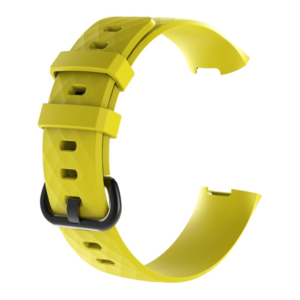 Geometric Pattern Soft Silicone Watch Band for Fitbit Charge 3 - Yellow-1