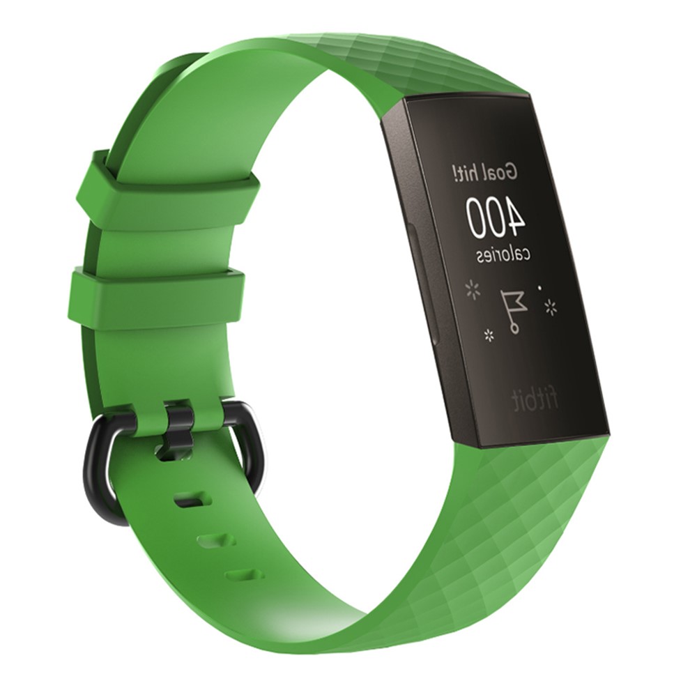 Geometric Pattern Texture Silicone Watchband Wrist Strap for Fitbit Charge 3 - Green-2
