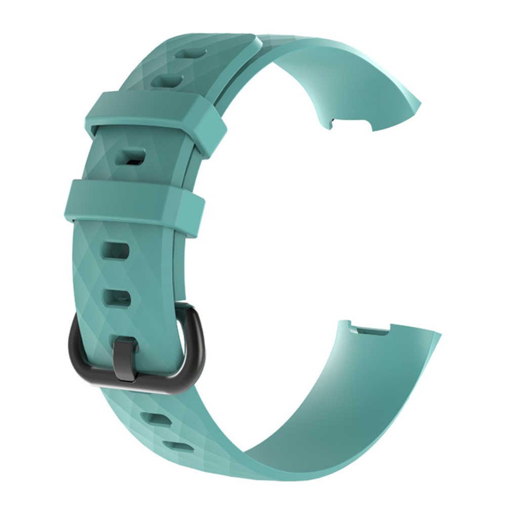Geometric Pattern Soft Silicone Watchband Wrist Strap Replace Part for Fitbit Charge 3 - Cyan-1