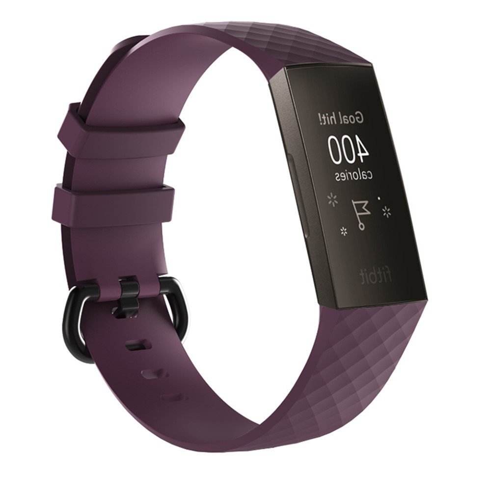 Geometric Pattern Soft Silicone Watchband Wrist Strap for Fitbit Charge 3 - Purple-2