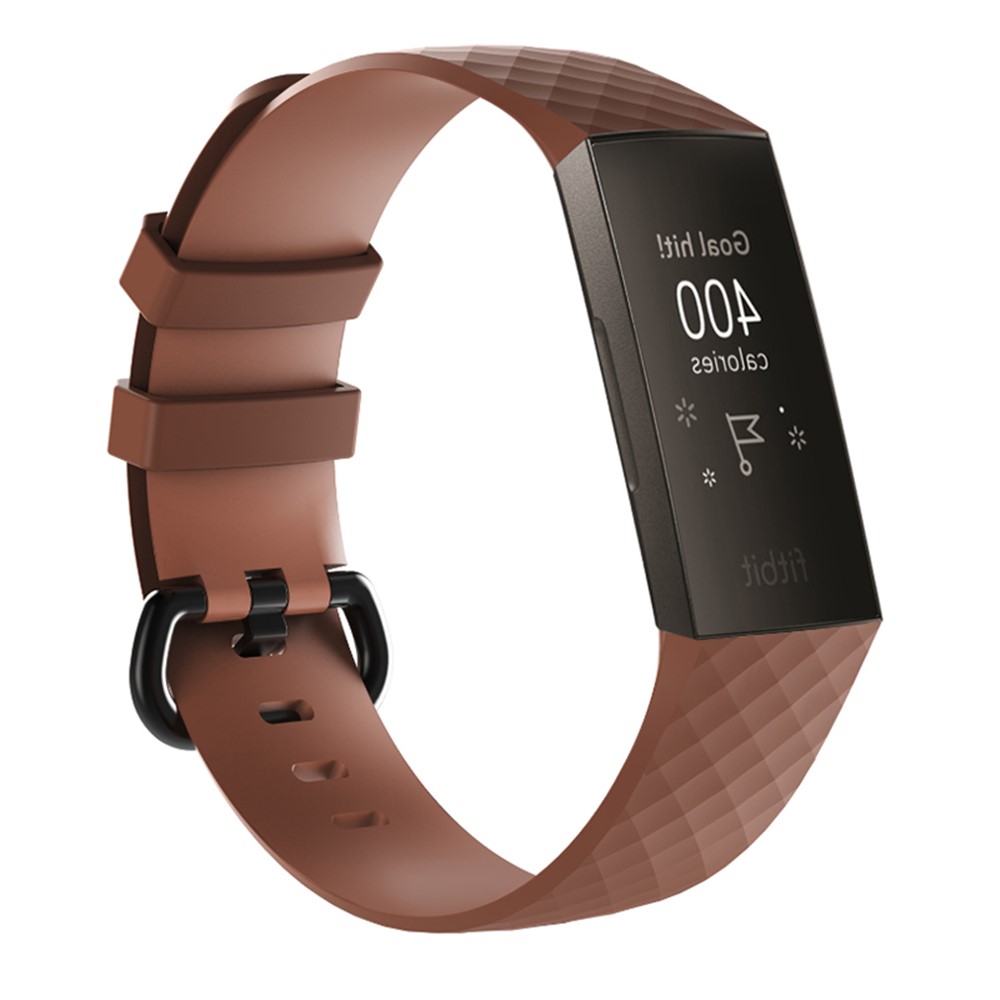 Flexible Silicone Smartwatch Strap for Fitbit Charge 3 - Size: L / Brown-1