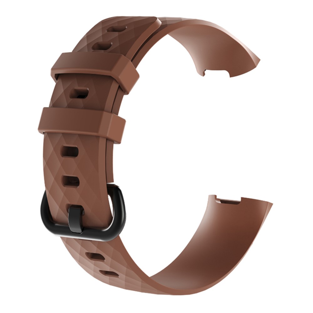 Flexible Silicone Smartwatch Strap for Fitbit Charge 3 - Size: L / Brown-2