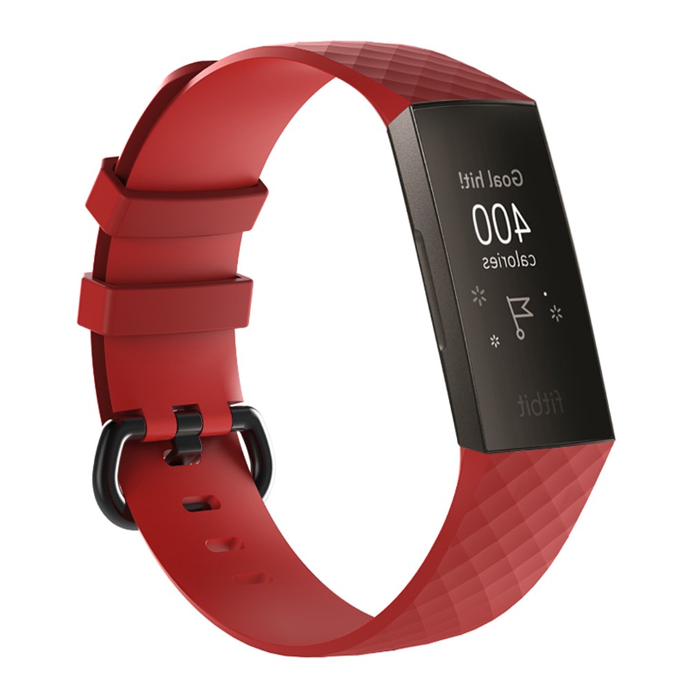 Flexible Soft Silicone Smartwatch Band for Fitbit Charge 3 - Size: L / Red-1
