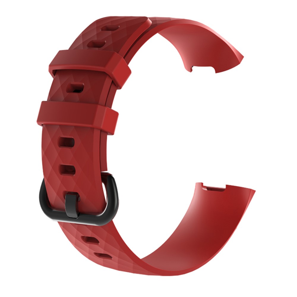 Flexible Soft Silicone Smartwatch Band for Fitbit Charge 3 - Size: L / Red-2