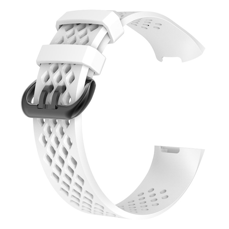Flexible Silicone Sports Watchband for Fitbit Charge 3, Size: L - White-1