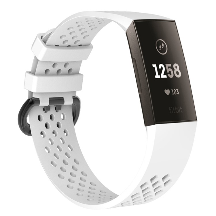 Flexible Silicone Sports Watchband for Fitbit Charge 3, Size: L - White-2