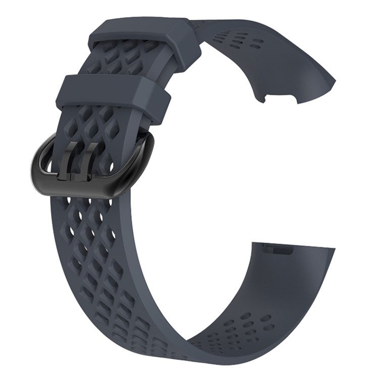 Soft Silicone Sports Replacement Watchband for Fitbit Charge 3, Size: L - Black Blue-1