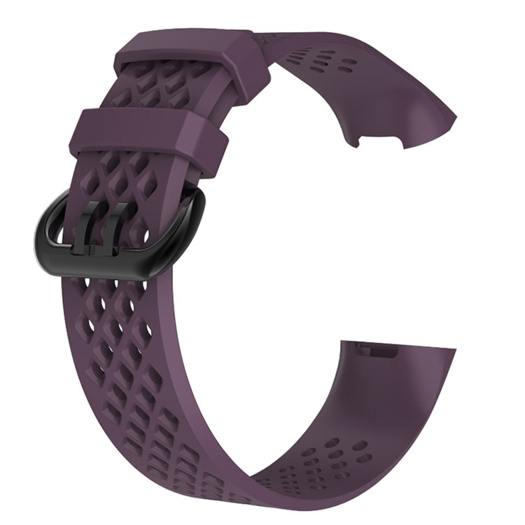Silicone Sports Breathable Watch Band Strap for Fitbit Charge 3, Size: L - Purple-1