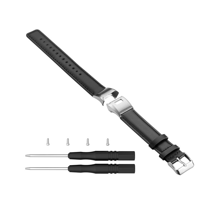 Bracelet De Montre En Cuir PU Avec Connecteur Et Outil Pour Garmin Vivosmart HR - Noir-2