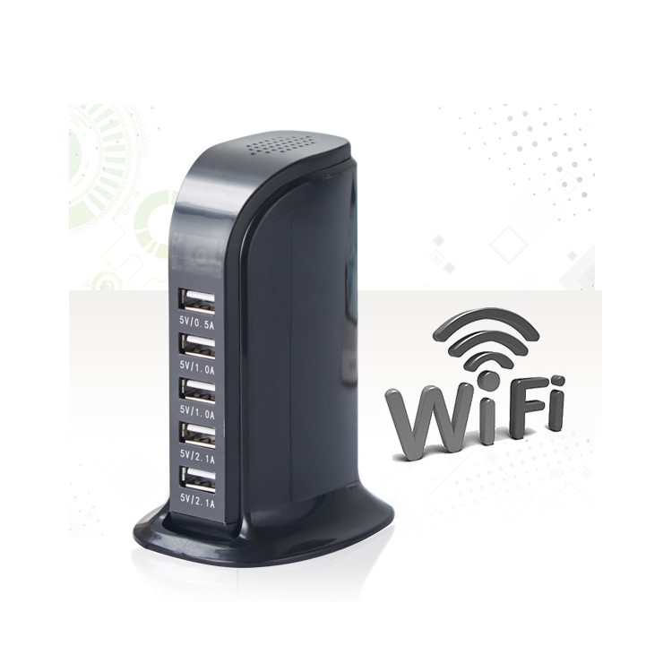 

USB Зарядное Устройство 1080P Мини Wi-Fi Скрытая Камера-шпион С 5-портовой Настольной Зарядной Станцией - Американский Штекер
