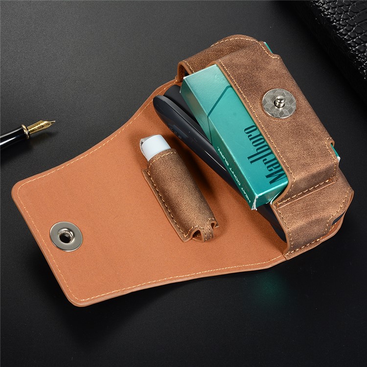 Retro Split Leather Case for IQOS 3 E-Cigarette - Brown-14