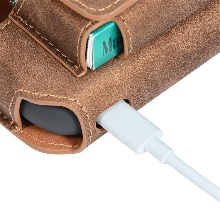 Retro Split Leather Case for IQOS 3 E-Cigarette - Brown-4