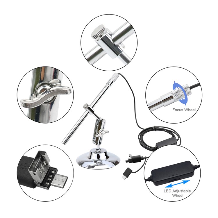 2MP USB Digital Microscope Loupe Webcam 200X 8LED Digital Image Monarch Processor PCB Inspection-4