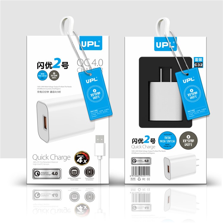 UPL C32 Portable QC4.0 Wall Charger with Type-C Charging Cable-4