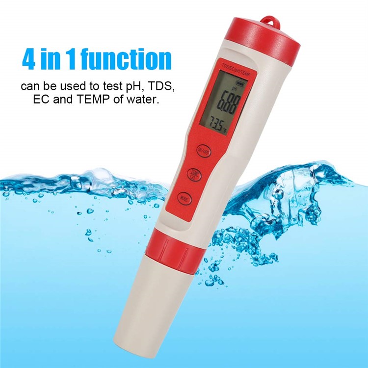 Portable PH/EC/TDS/TEMP 4 in 1 Test Pen PH Meter Water Quality Monitor Tester Detector-6