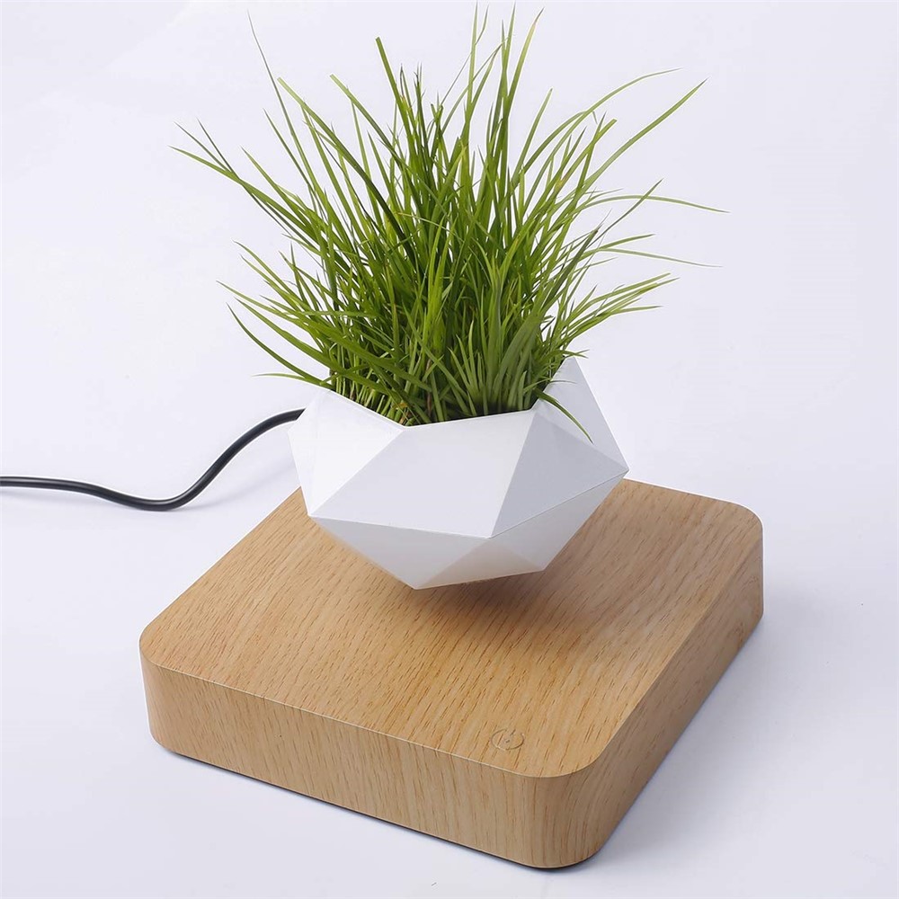 Vaso De Flores Magnético Suspensão Micro Paisagem Jardinagem Levitando Ar Bonsai Pote - Castanho Claro / Plugue Eu-6