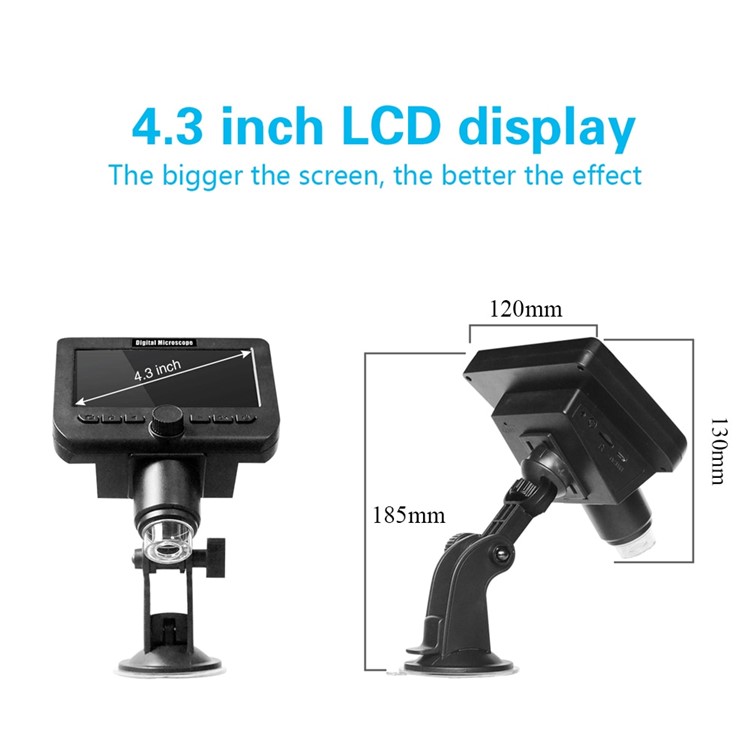 Inskam317 2.0MP Wifi Wireless 4.3-inch with 8 LED Lights Suction Cup Bracket Display Microscope-3