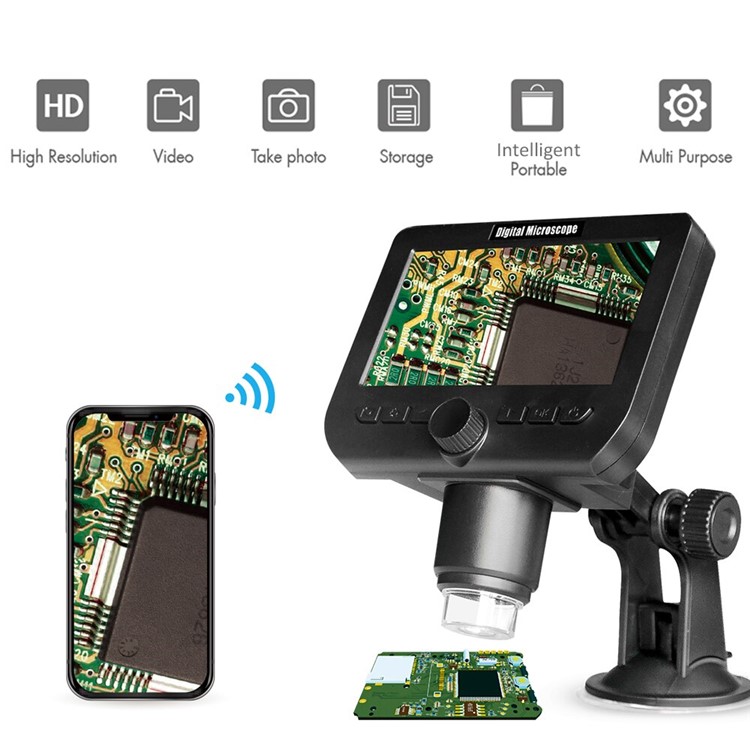 Inskam317 2.0MP Wifi Wireless 4.3-inch with 8 LED Lights Suction Cup Bracket Display Microscope-5