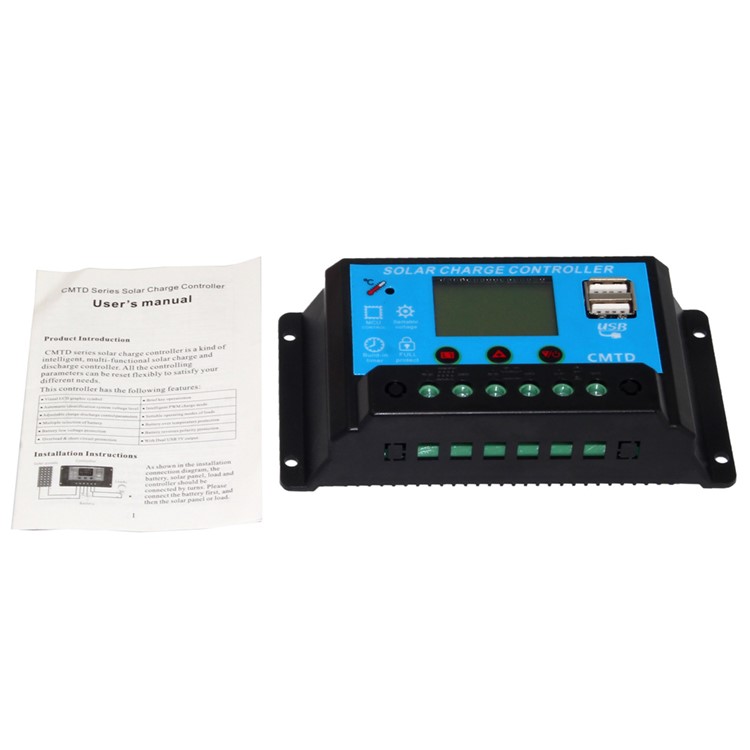 12V/24V 20A Solar Panel Battery Regulator Charger Controller with Dual USB 5V Output CMTD-2420-6