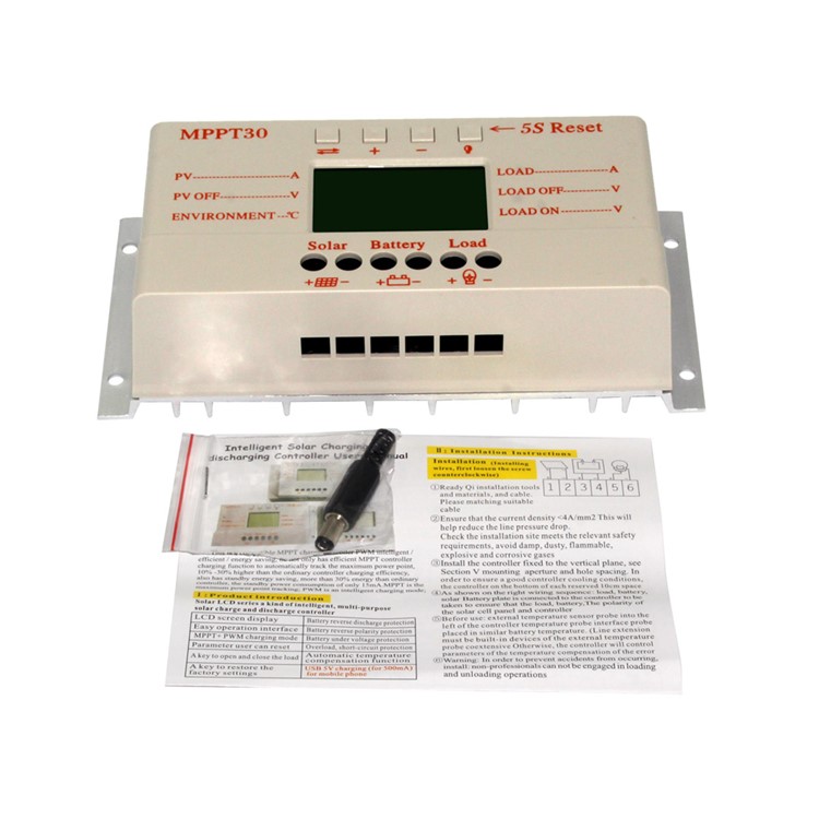 MPPT 30A 12V/24V Solar Battery Voltage Stablizer Controller with LCD-6