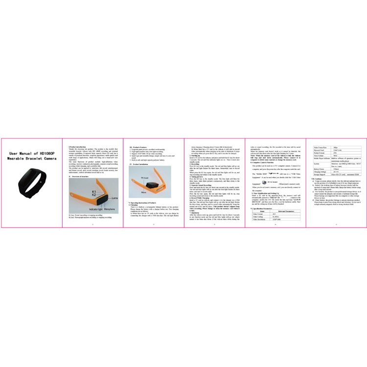 K18 Wearable Sport Bracelet with HD 1080P Hidden Camera Support 32G TF Card - Black-10