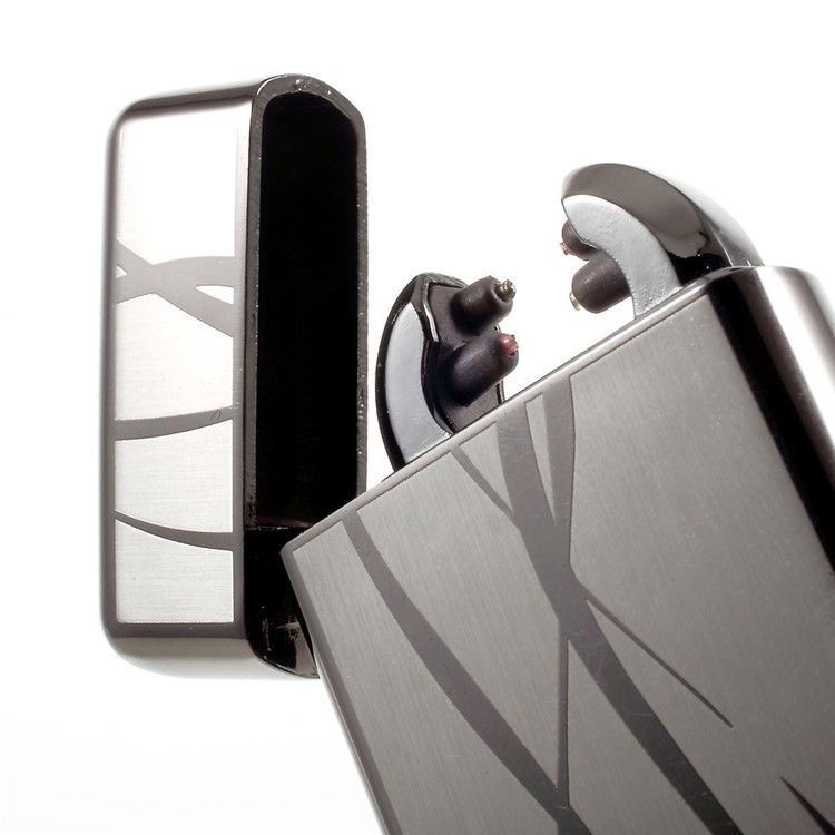 Streamline Pattern Electric Dual Arc Metal Lighter USB Rechargeable - Grey-11