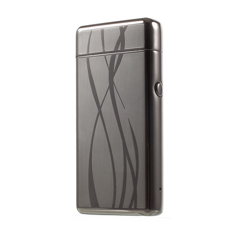 Streamline Pattern Electric Dual Arc Metal Lighter USB Rechargeable - Grey-2