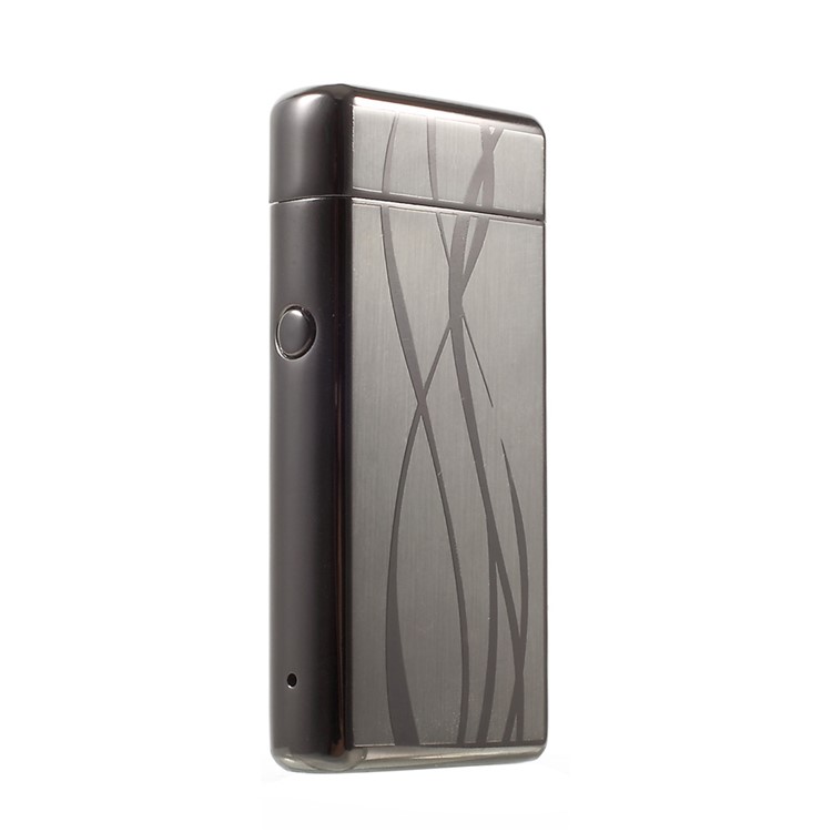 Streamline Pattern Electric Dual Arc Metal Lighter USB Rechargeable - Grey-4