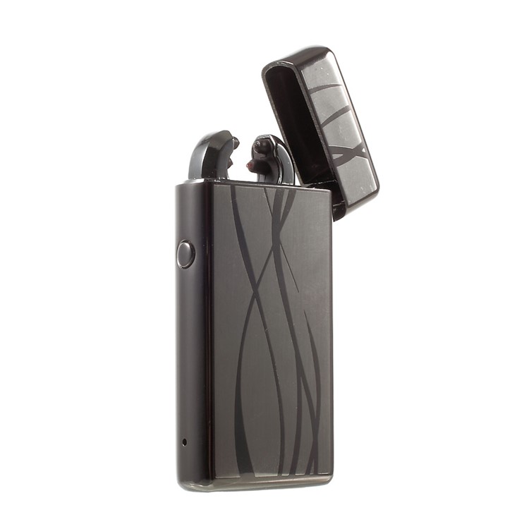 Streamline Pattern Electric Dual Arc Metal Lighter USB Rechargeable - Grey-5