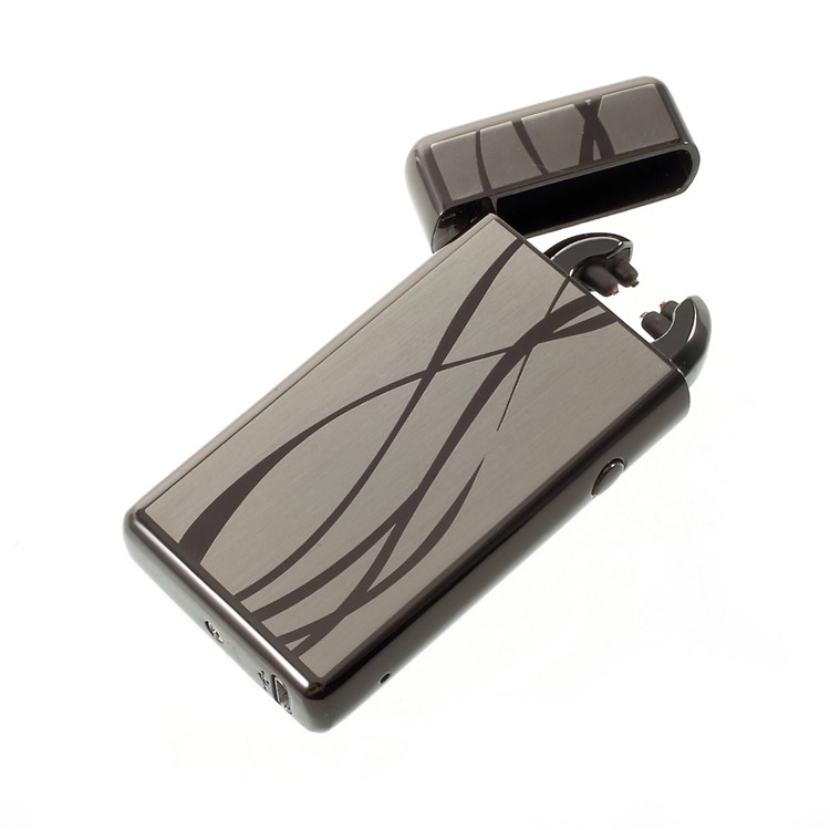Streamline Pattern Electric Dual Arc Metal Lighter USB Rechargeable - Grey-7