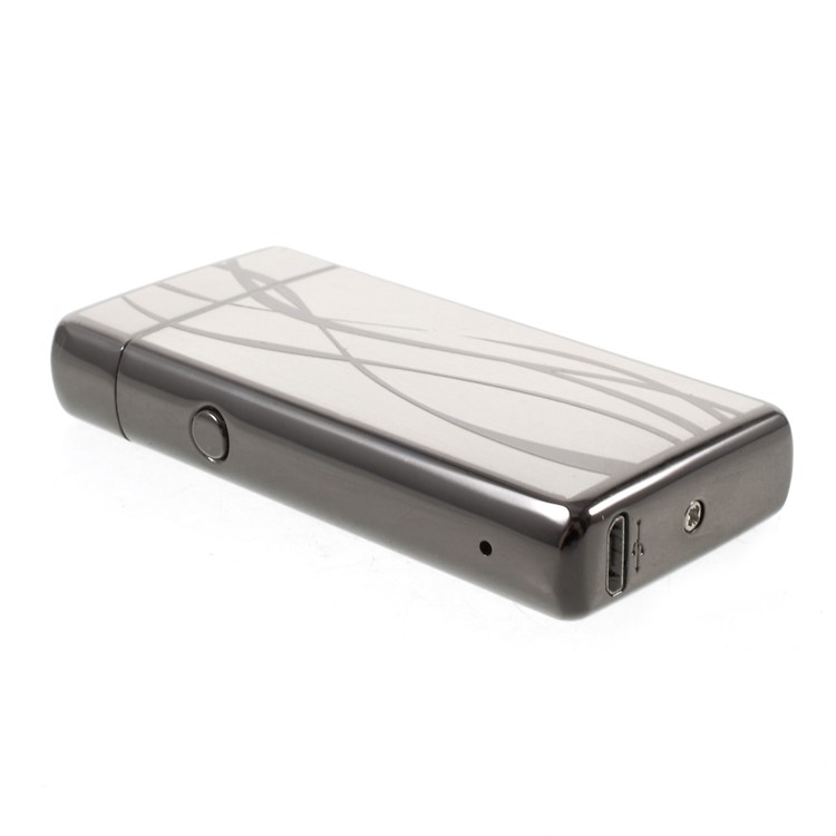 Streamline Pattern Electric Dual Arc Metal Lighter USB Rechargeable - Grey-8