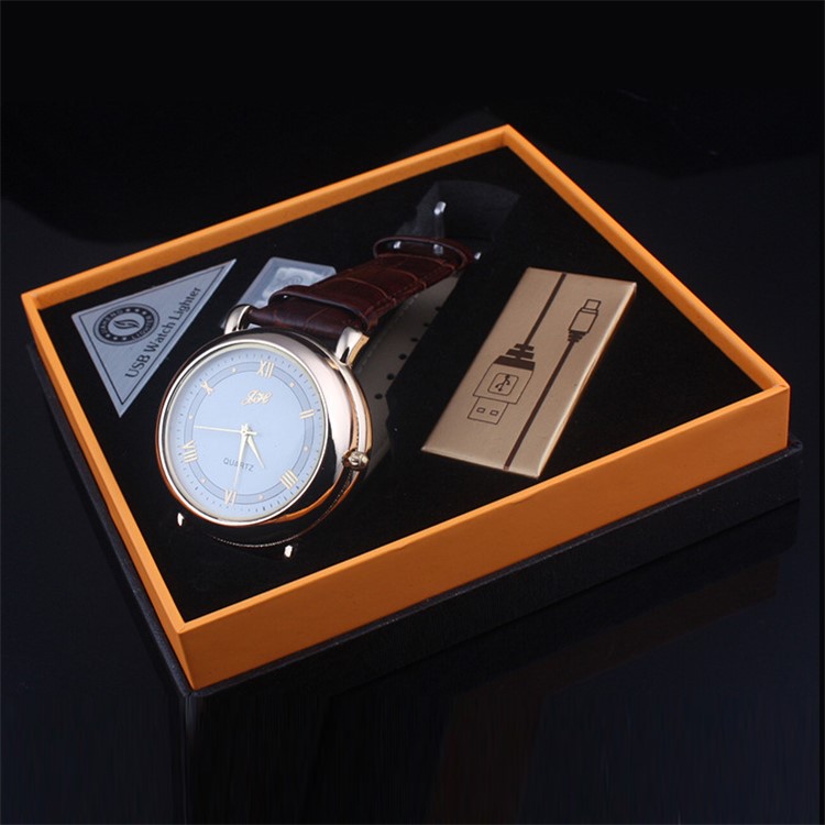 Rechargeable USB Lighter Watch Quartz Wristwatch Windproof JH-358-4