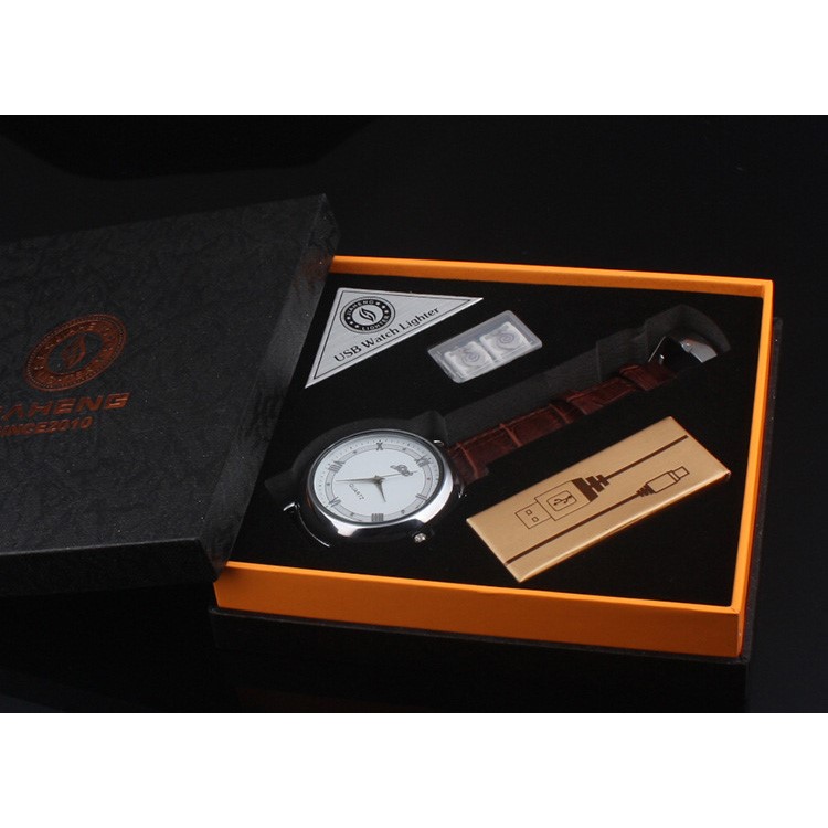 Rechargeable USB Lighter Watch Quartz Wristwatch Windproof JH-358-5