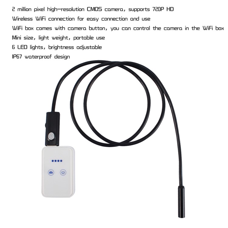WiFi Connection 6-LED 8.5mm HD Lens USB Endoscope Inspection Tube Camera for iOS Android Windows-4