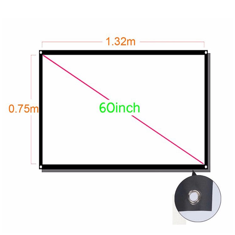 60-inch 16:9 PVC Projector Screen Home Theater/Cinema or Presentation Platform-1