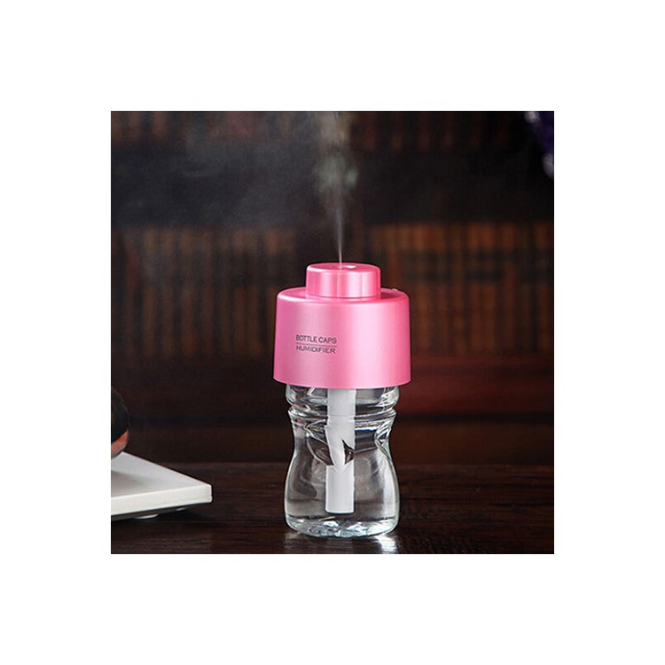 Mini USB Water Bottle Cap Humidifier Air Purifier Mist Maker - Pink-1