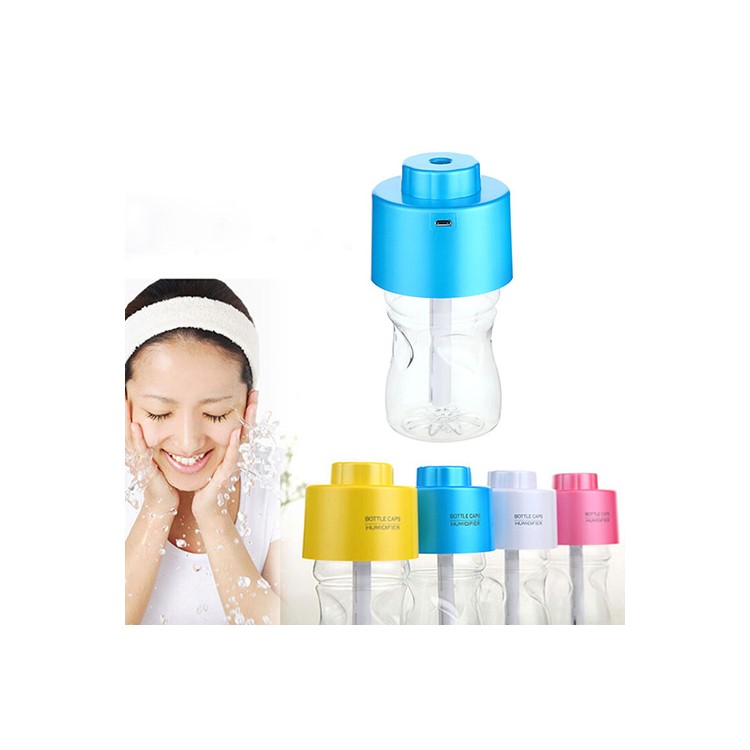 Mini USB Water Bottle Cap Humidifier Air Purifier Mist Maker - Pink-11
