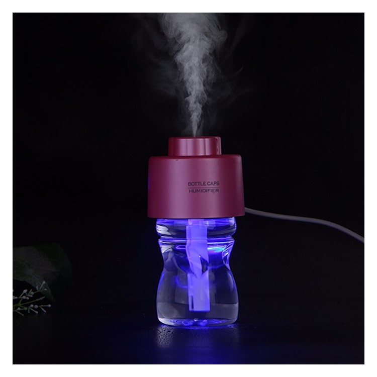 Mini USB Water Bottle Cap Humidifier Air Purifier Mist Maker - Pink-2