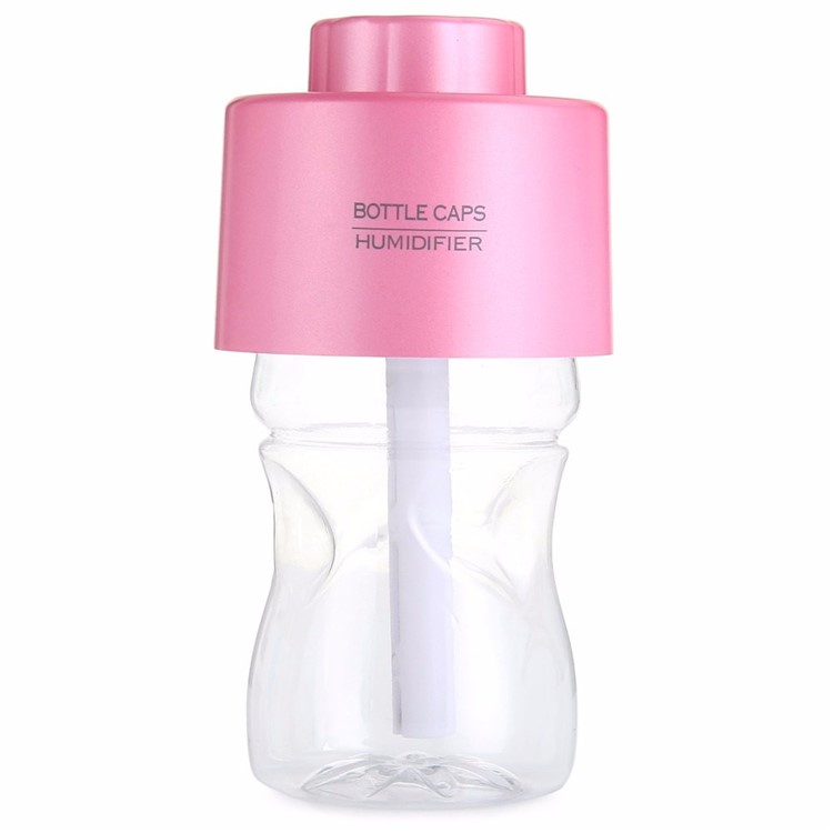 Mini USB Water Bottle Cap Humidifier Air Purifier Mist Maker - Pink-3