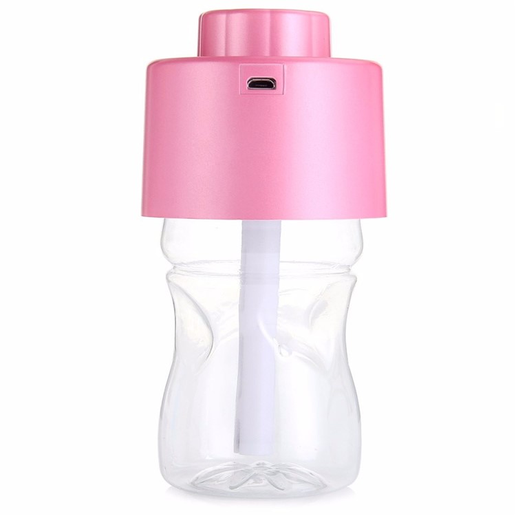 Mini USB Water Bottle Cap Humidifier Air Purifier Mist Maker - Pink-6